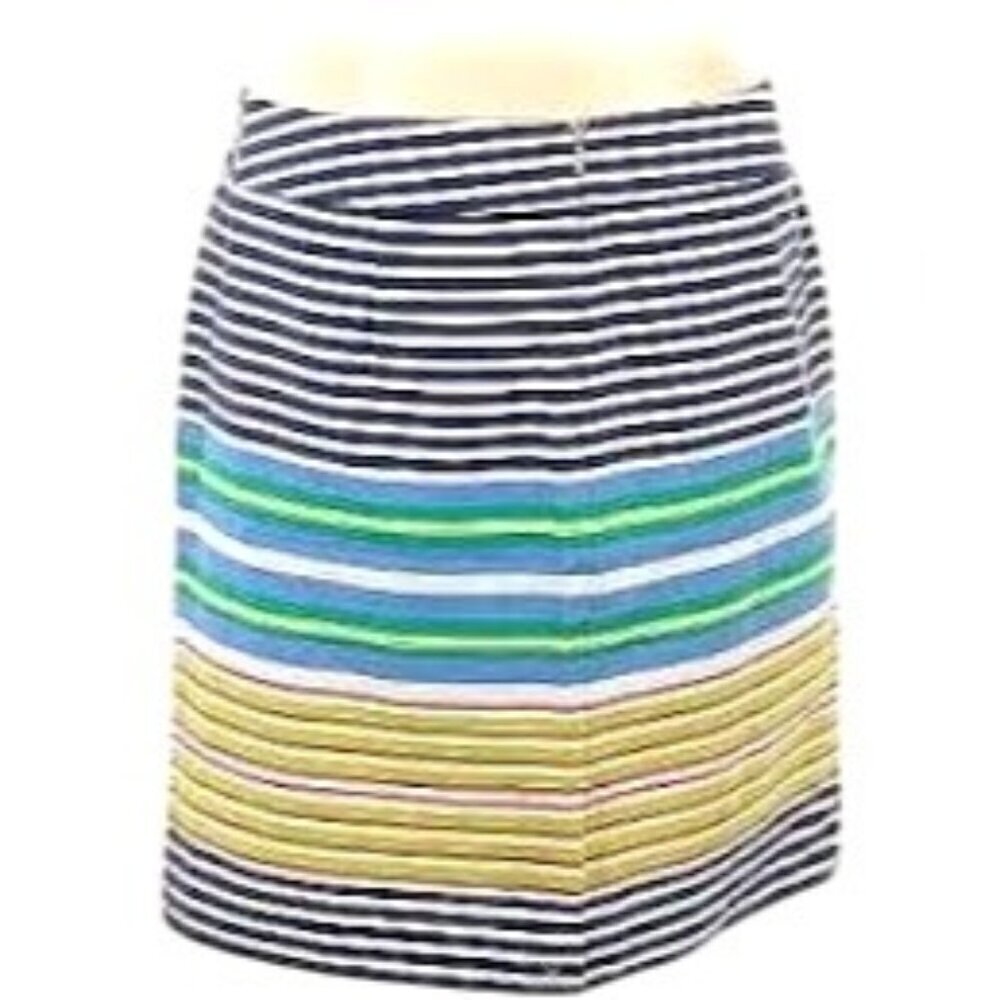 Ann Taylor Loft Striped Mini Skirt Size 10 Multicolor Lined Casual Cotton Blend